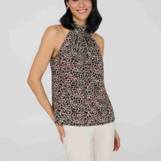 Leopard Print Halter Neck Top