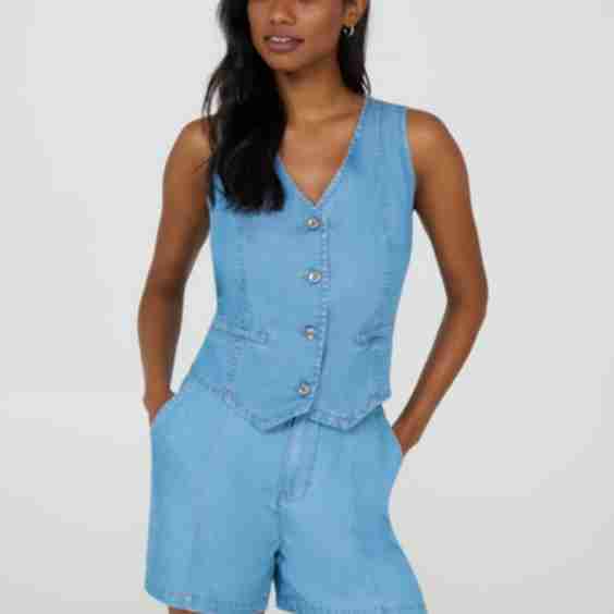 Woven Denim Vest
