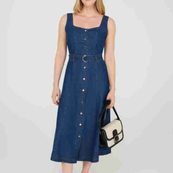 Sleeveless Denim Midi Dress
