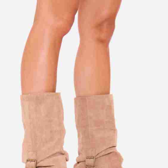 Karla Buckle Detail Mid Calf Chunky Biker Boot 
