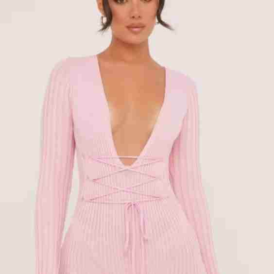 Long Sleeve Plunge Strappy Waist Playsuit 
