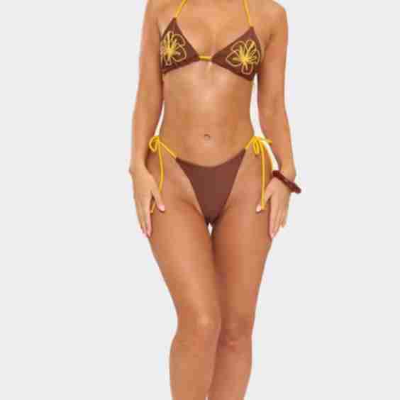 Triangle Bikini Set Embroidered Floral