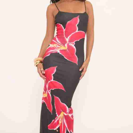 Square Neck Fitted Maxi Dress
