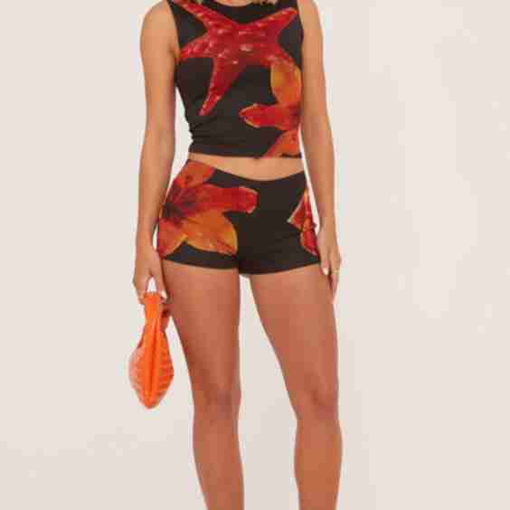 Low Rise Star Fish Print Booty Shorts