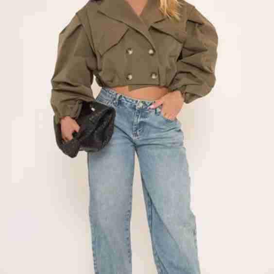 Long Sleeve Cropped Detail Trench Coat