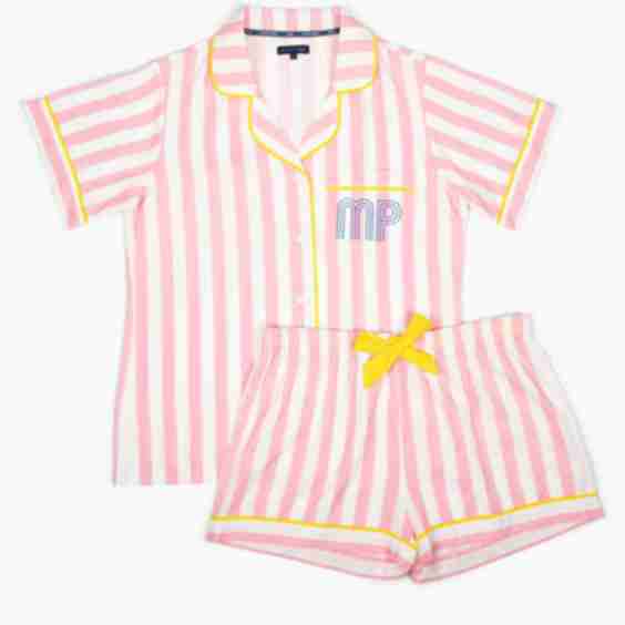 Retro Stripe Pajama Shorts Set