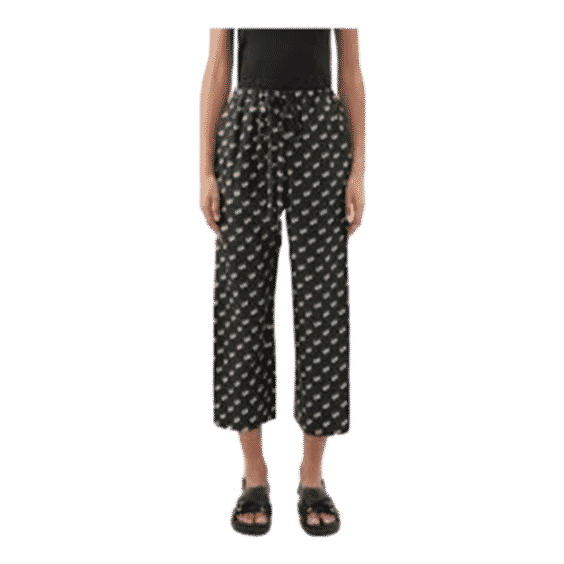 Lemon-Print Silk-Twill Trousers