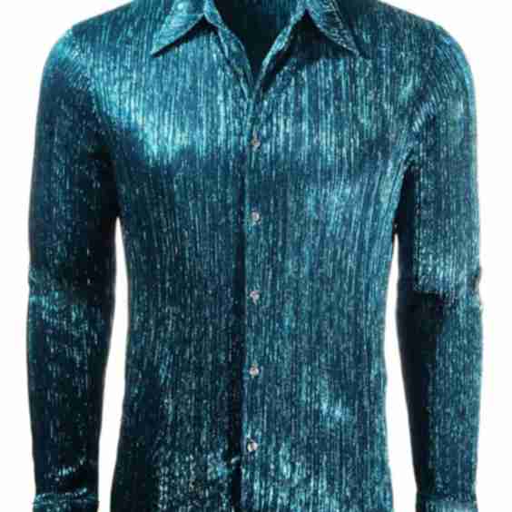 Mens Aqua Blue 70 S Disco Shirt 