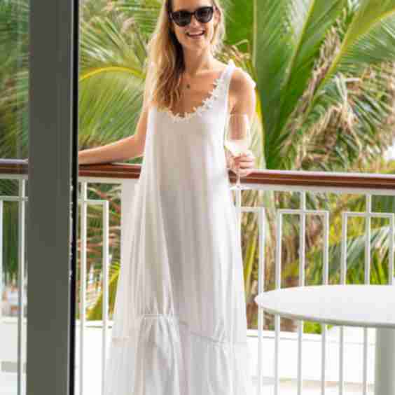 The Jetset White Linen Vacation Dress