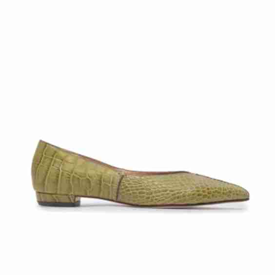 Lana Croc-Embossed Leather Ballet Flats