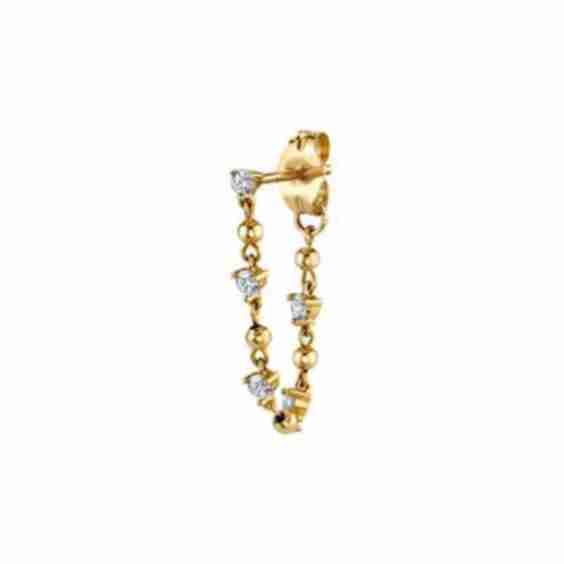 Diamond Stud and Sphere Chain Earring