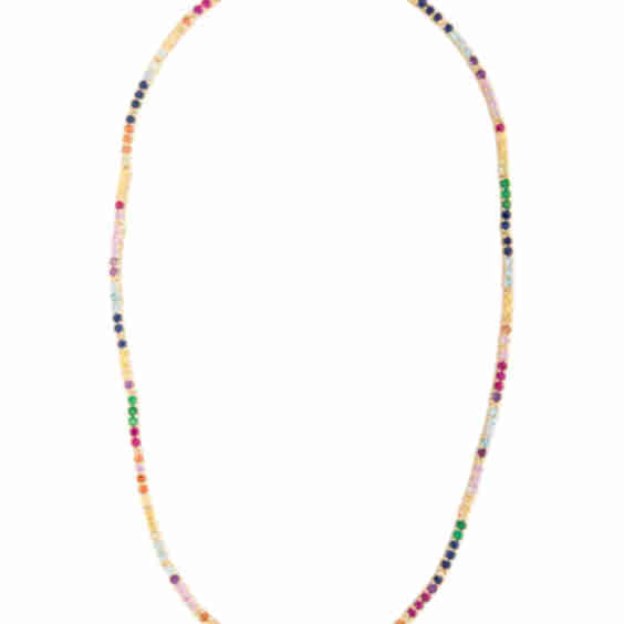 14K Multistone Rainbow Perfect Eternity Collar Necklace
