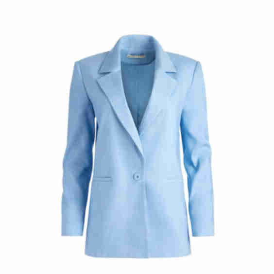 Denny Linen Notch Collar Boyfriend Blazer