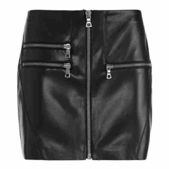 Kendale Front Zip Vegan Leather Mini Skirt
