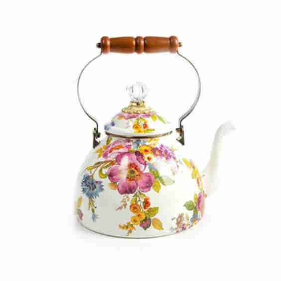 White Flower Market 3 Quart Tea Kettle