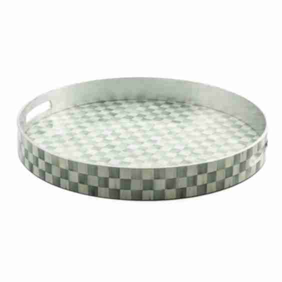 Sterling Check Lacquer Round Tray