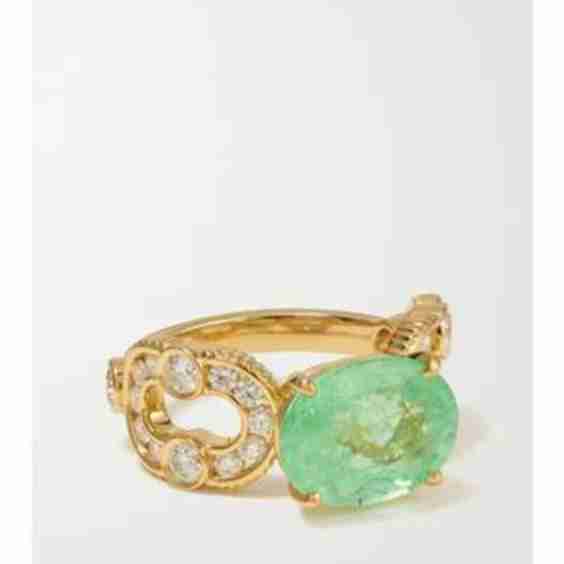 Magnetic Enchainée 18-Karat Gold, Paraiba And Diamond Ring
