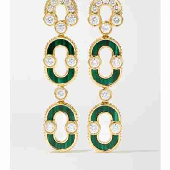 + Net Sustain Magnetic Duo 18-Karat Gold, Malachite And Diamond Earrings