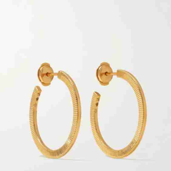 Rayon Disco 18-Karat Gold Hoop Earrings