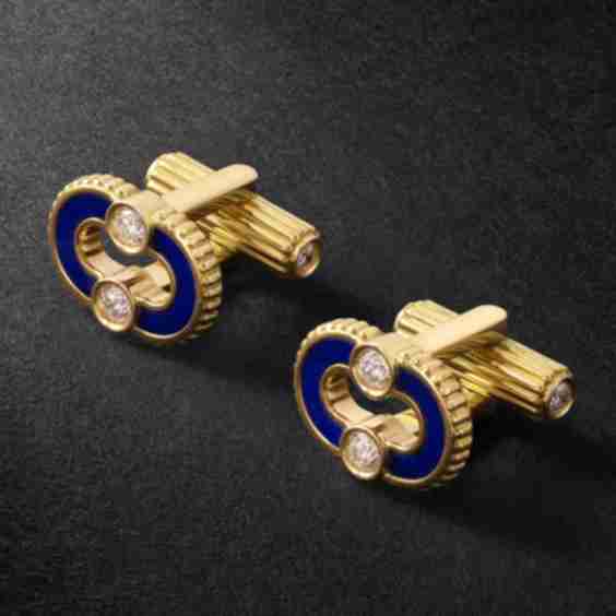 Magnetic 18 Karat Gold, Lapis Lazuli and Diamond Cufflinks