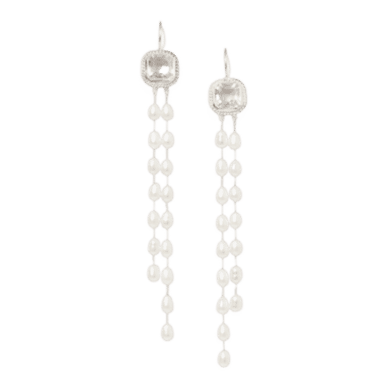Geneva Tiered Pearl Earrings Crystal