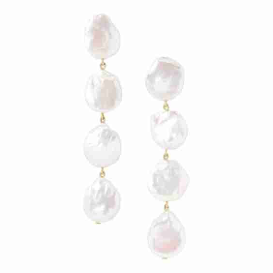 Four Tiered White Keshi Pearl Earrings