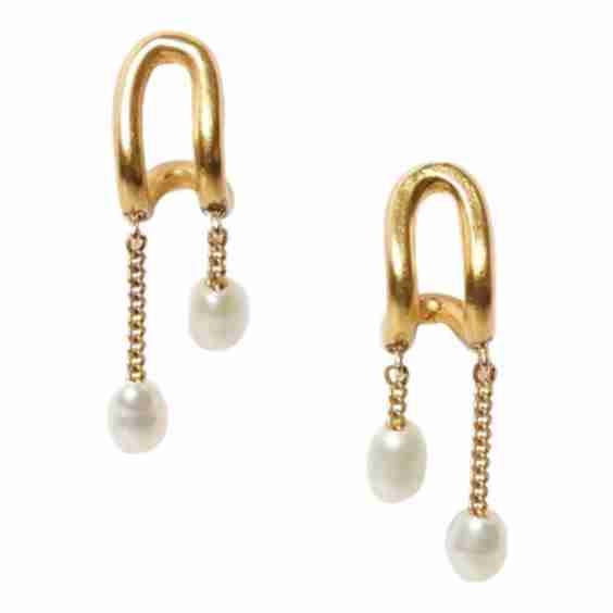 Arc Pearl Drop Earrings Mini