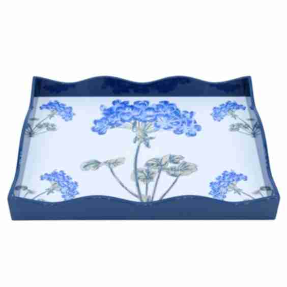 Blue Hydrangea Lacquerware Scalloped Tray