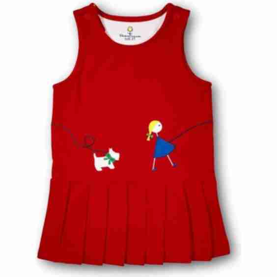 Pique Knit Jumper With Girl Walking Dog