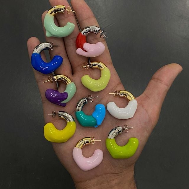 Buy Sunnei Rubber Detail Hoop Earrings | Thingtesting