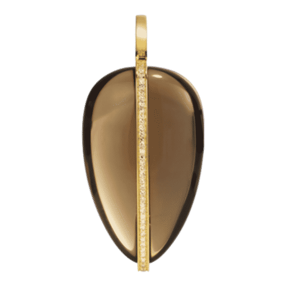 XL Diamond Pebble Pendant in Smokey Quartz