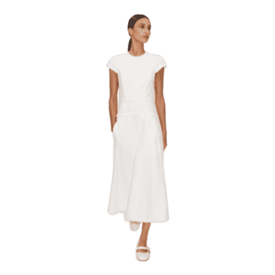 Textured Cap Sleeve Midi Dress
