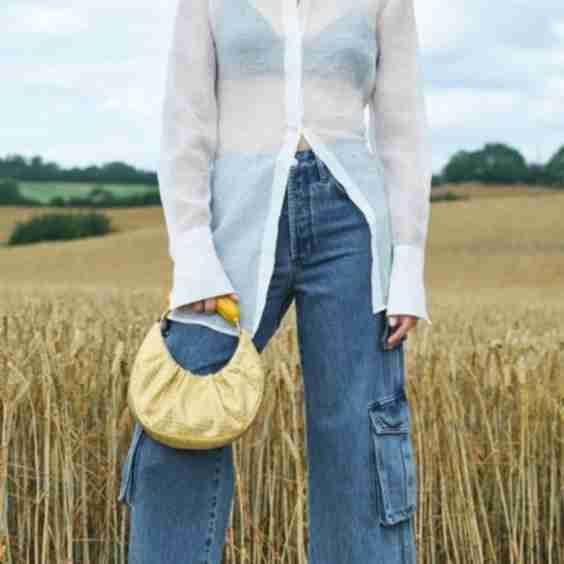 The Carly Denim Wide-Leg Cargo Pants