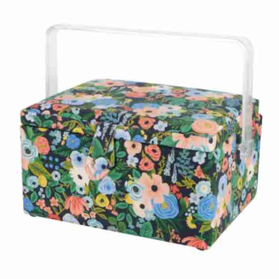 11.5" Blue Floral Sewing Basket