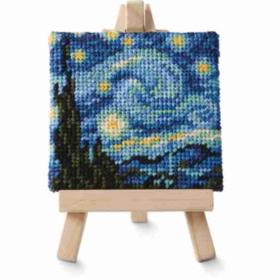 3" x 3" Starry Night Needlepoint Kit with Easel