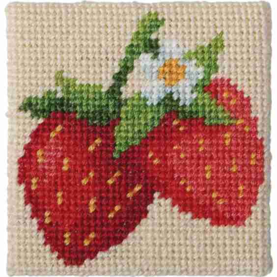 3" x 3" Strawberry Needlepoint Kit