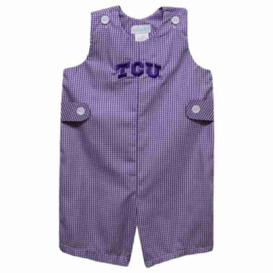 TCU Horned Frogs Embroidered Purple Gingham Jon Jon