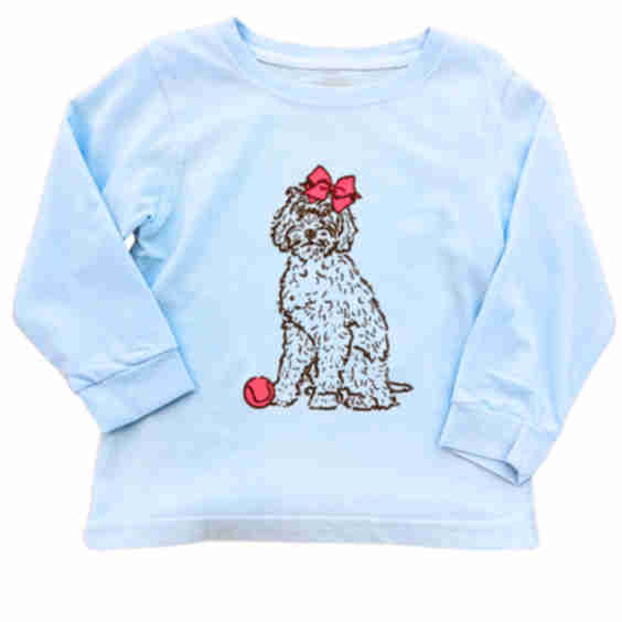 Long-Sleeve Golden Doodle With Bow T-Shirt