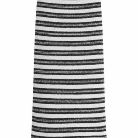 Striped Cotton Blend Textured Knit Midi Skirt