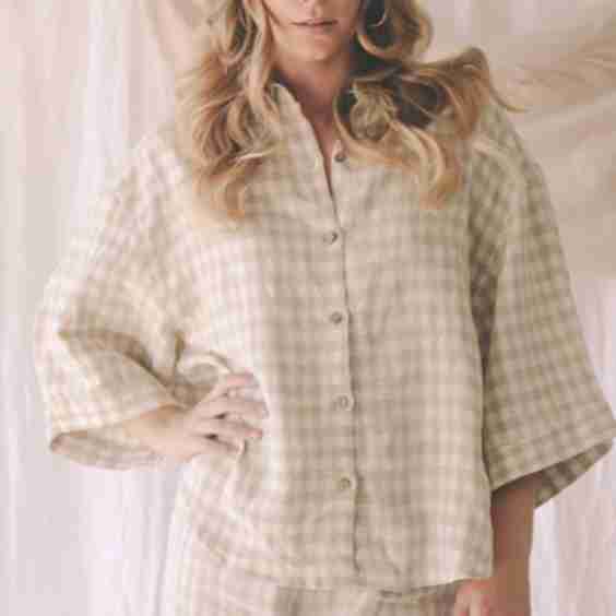 Beige Gingham Ruby Shirt