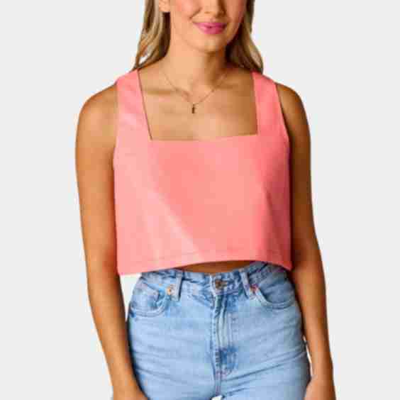 Manning Vegan Leather Cropped Tank Top