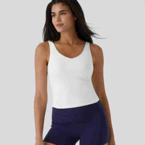 SoftlyZero Plush Padded V Neck Plain Tank Top