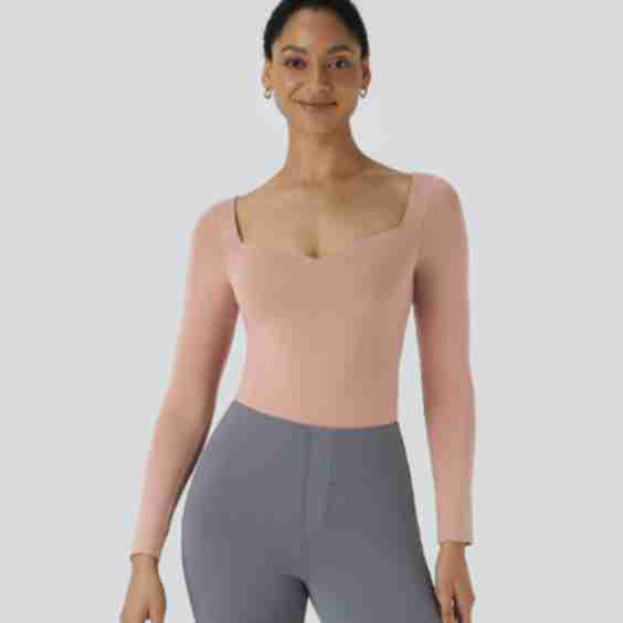 Square Neck Long Sleeve Work Bodysuit
