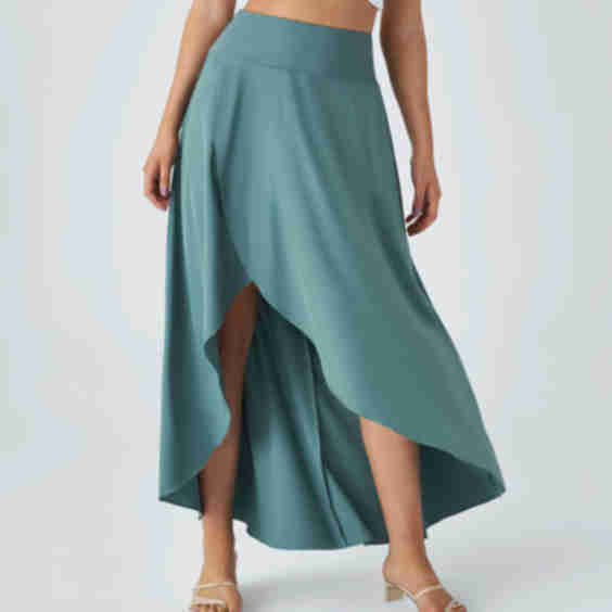 Breezeful™ High Waisted High Low Ruffle Maxi Skirt