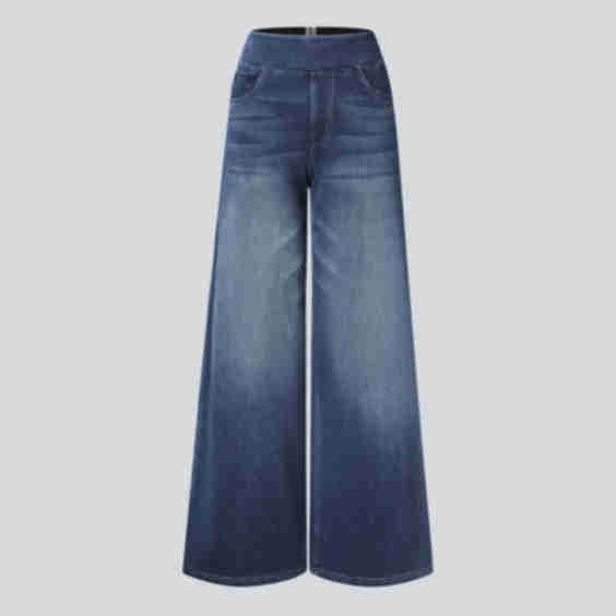 Flex High Waisted Pockets Baggy Wide Leg Washed Casual Jeans