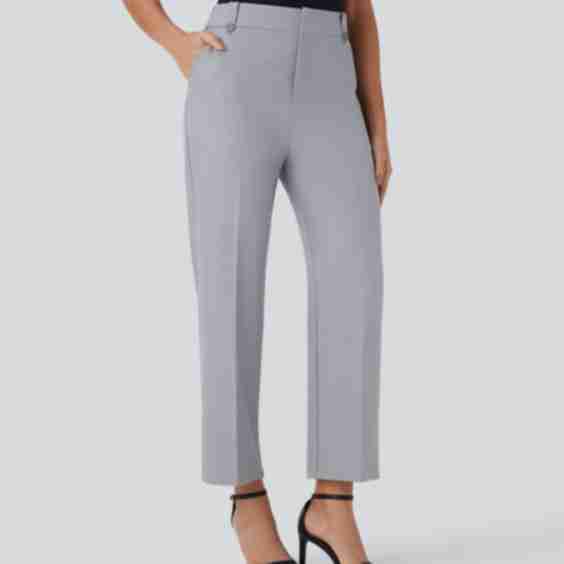 Mid Rise Pocket Straight Leg Ankle Length Work Pants