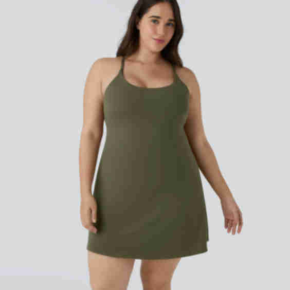 Everyday SoftlyZero Plush Backless 2-in-1 Flare Workout Plus Size Dress-Wannabe-Easy Peezy