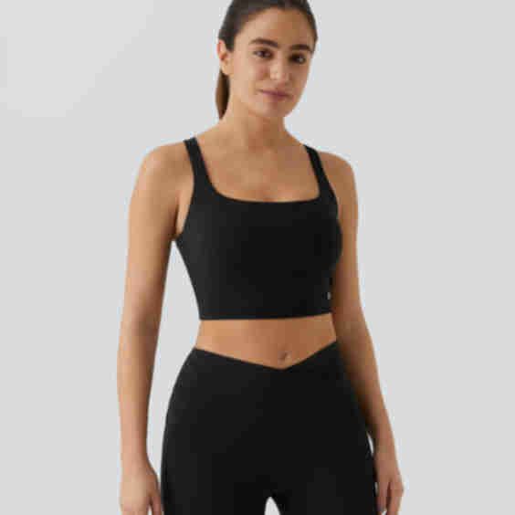 SoftlyZero Airy Square Neck Backless Crisscross Cropped Cool Touch Yoga Tank Top