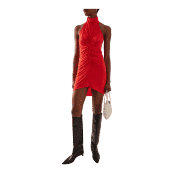 Ruched Jersey Halter Mini Dress