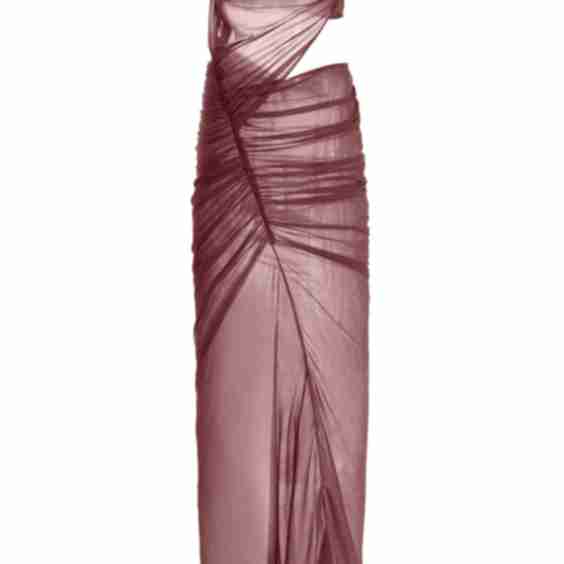 Cutout Ruched Jersey One Shoulder Gown